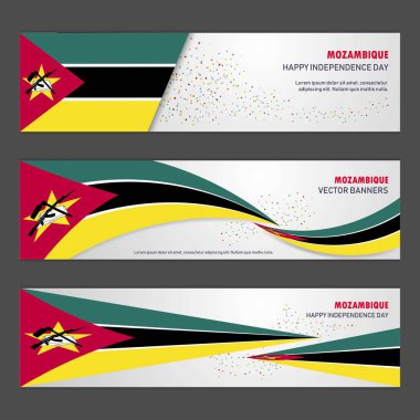 Mozambik bağımsızlık günü arka plan tasarım afiş ve el ilanı, posta kartı, peyzaj, kutlama vektör çizim