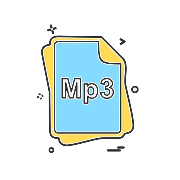 Tipo File Mp3 Icon Design Vector — Vettoriale Stock