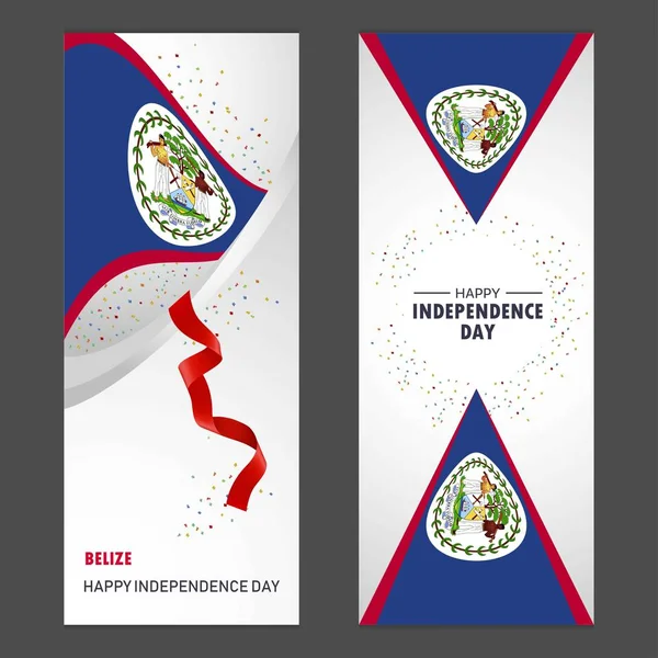 Belize Glad Självständighetsdagen Konfetti Firande Bakgrund Vertikal Banner Inställd — Stock vektor
