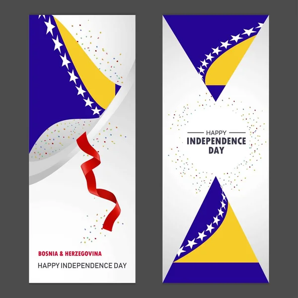 Bosnie Herzégovine Bonne Fête Indépendance Confetti Célébration Contexte Vertical Banner — Image vectorielle