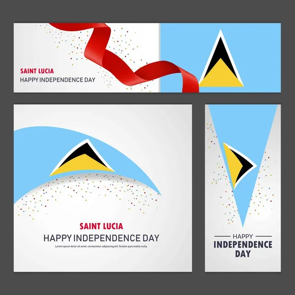 幸せセントルシア独立記念日バナーと背景を設定 — ストックベクタ