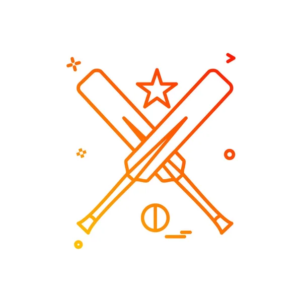 Bola Murciélago Estrella Icono Cricket Diseño Vectores — Vector de stock