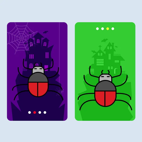 Šťastný Halloween Party Pozvánka Design Spider Barevné Vektorové Ilustrace — Stockový vektor