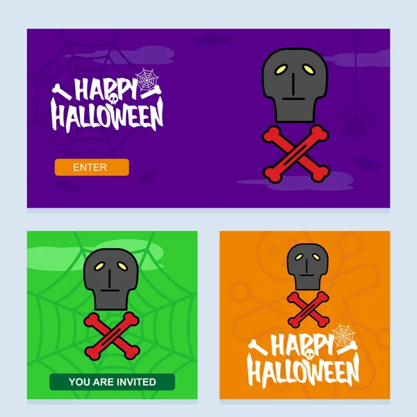 Happy Halloween Inbjudan Design Med Skallen Vektor — Stock vektor