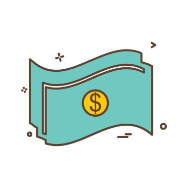 Para simgesi tasarım, renkli vektör çizim 