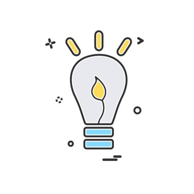 Ampul simgesi tasarım, renkli vektör çizim