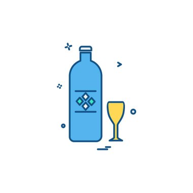 İçki simgesi tasarım, renkli vektör çizim 