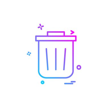 Çöp kutusu simgesi tasarım, renkli vektör çizim