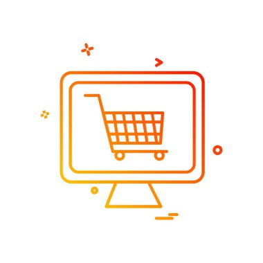 Sepeti simgesi tasarım, renkli vektör çizim