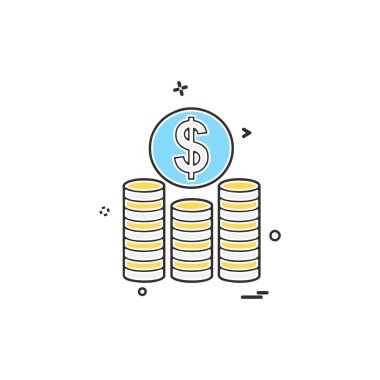 Dolar simgesi tasarım, renkli vektör çizim