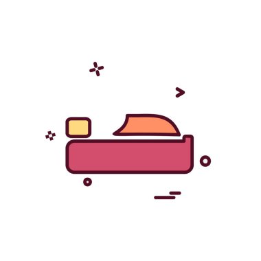 Yatak simgesi tasarımı vektör çizimi 