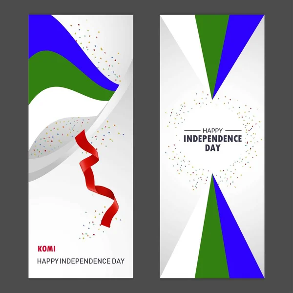 Komi Happy Självständighetsdagen Konfetti Firande Bakgrund Vertikal Banner Inställd — Stock vektor