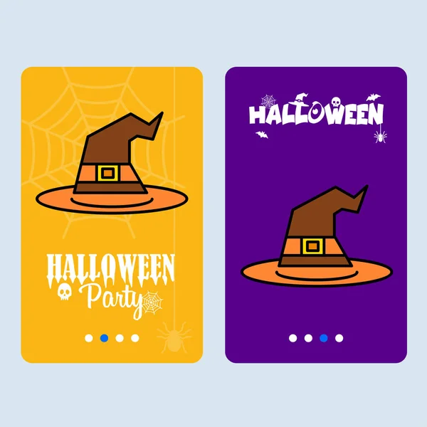 Feliz Halloween Invitación Diseño Con Sombrero Vector Ilustración — Vector de stock