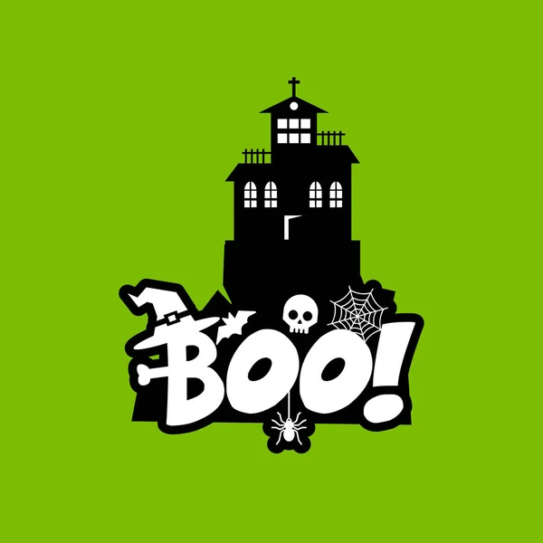 Conception Typographie Boo Illustration Vectorielle Carte Halloween — Image vectorielle