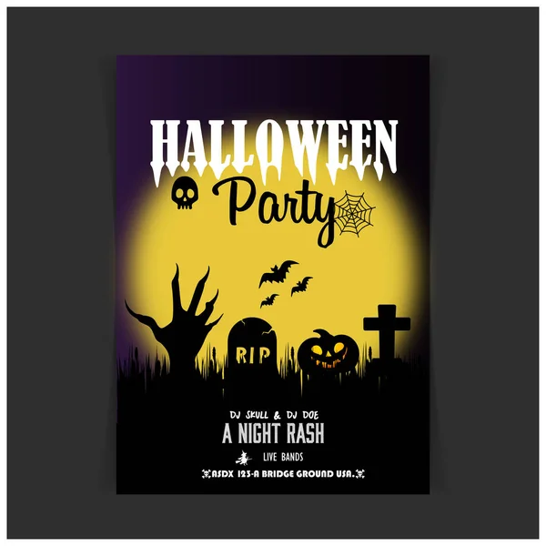 Halloween Party Pozvánka Design Karty Vektorové Ilustrace — Stockový vektor