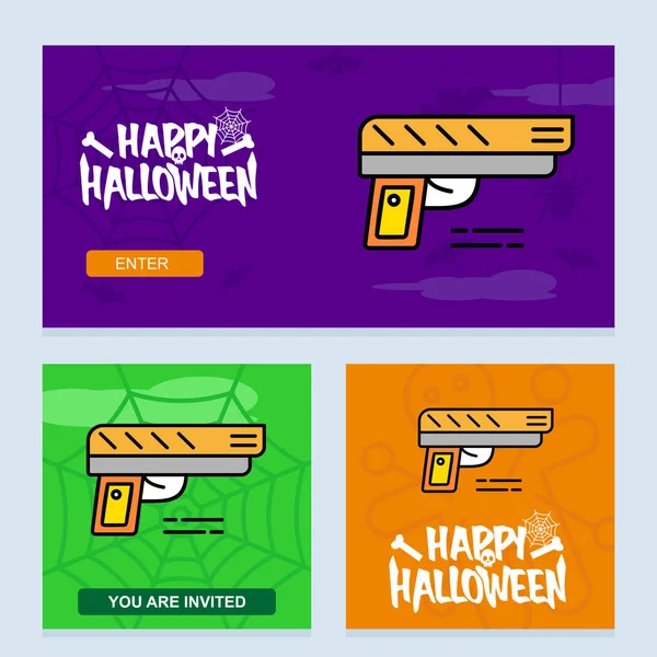 Feliz Halloween Invitación Diseño Con Pistola Vector — Vector de stock