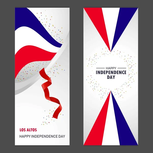 Los Altos Gelukkig Onafhankelijkheidsdag Confetti Feest Achtergrond Verticale Banner Instellen — Stockvector