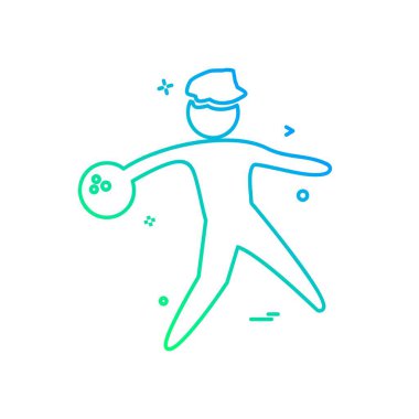 Bowling simgesi tasarım, renkli vektör çizim