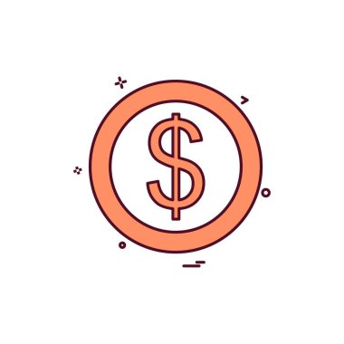 Para simgesi tasarım, renkli vektör çizim