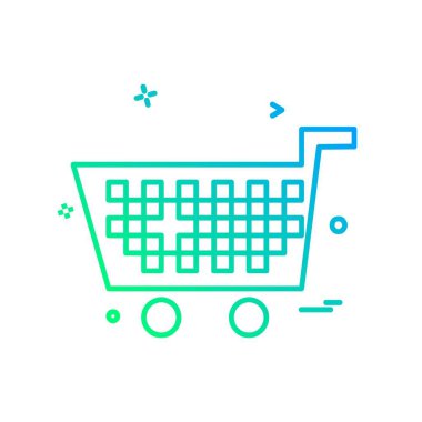 Sepeti simgesi tasarım, renkli vektör çizim