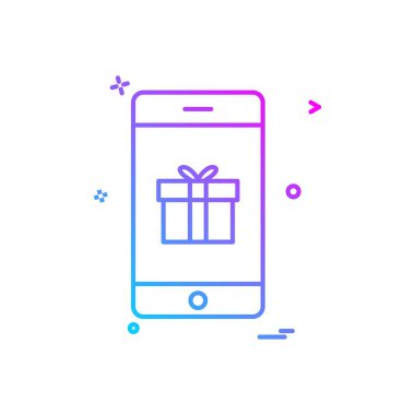 Mobil hediye kutusu simge vektör tasarımı