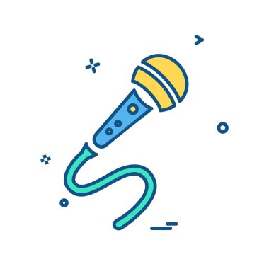 Mikrofon simgesi tasarım, renkli vektör çizim