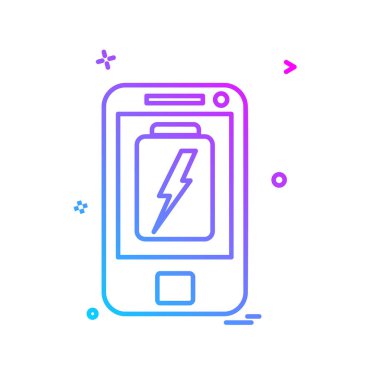 Düşük Batarya Telefon simgesi tasarım vektörü 