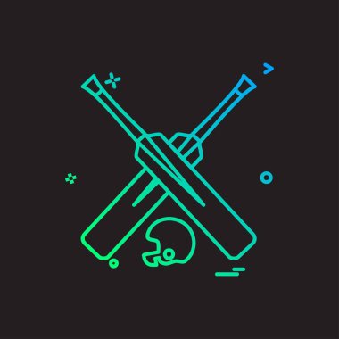 yarasa yarasa kask kriket simge vektör tasarımı