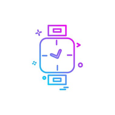 Saat simgesi tasarım, renkli vektör çizim