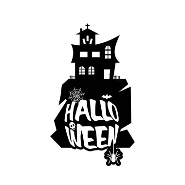 Cadılar Bayramı tipografi beyaz zemin üzerine, vektör çizim tasarım 