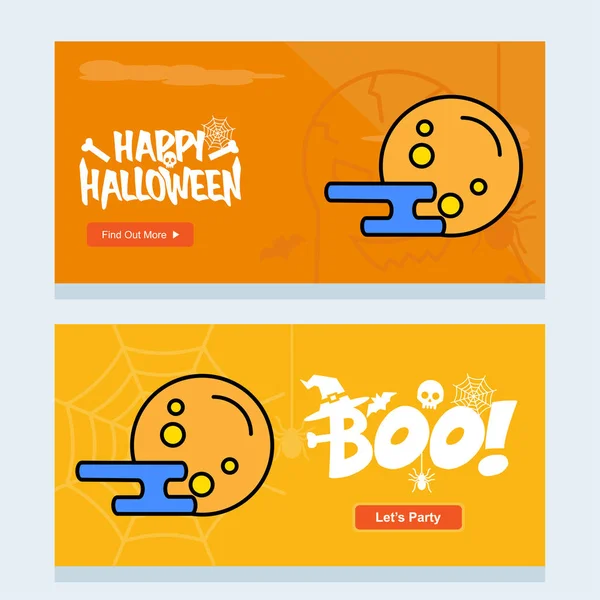 Design Convite Feliz Halloween Com Ilustração Vetor Lua —  Vetores de Stock