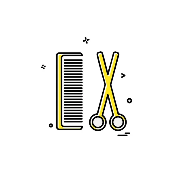 Comb Scissors Icon Design Vector Illustration — Stock Vector