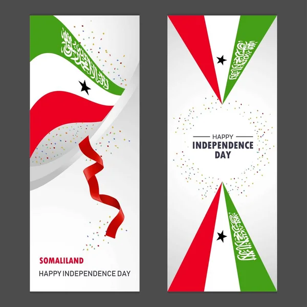 Somaliland Felice Giorno Dell Indipendenza Confetti Celebrazione Sfondo Verticale Banner — Vettoriale Stock