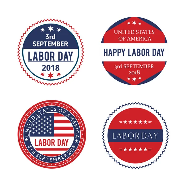 American Vintage Labor Day Badges Set Vector — Stock Vector