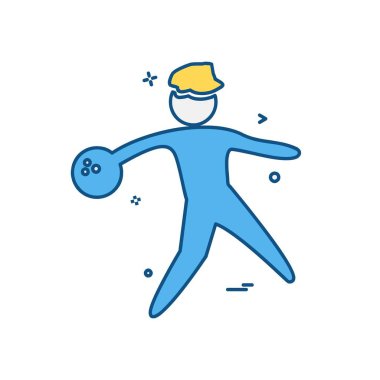 Bowling simgesi tasarım, renkli vektör çizim