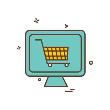 Sepeti simgesi tasarım, renkli vektör çizim