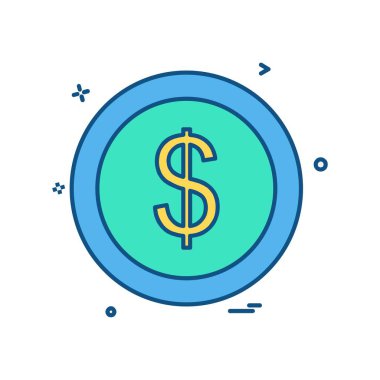 Dolar simgesi tasarım, renkli vektör çizim