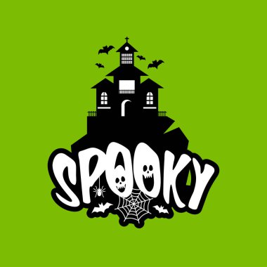 Ürkütücü eğlenceli Cadılar Bayramı kutlama kartları için tipografi tasarım, illüstrasyon vektör