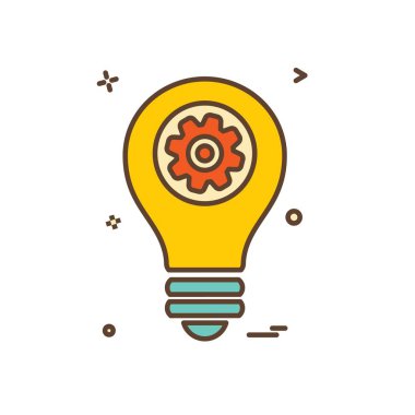 Ampul simgesi tasarım, renkli vektör çizim