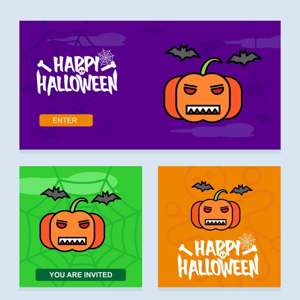 Happy Halloween Inbjudan Design Med Pumpa Vektorillustration — Stock vektor