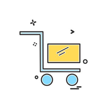 Sepeti simgesi tasarım, renkli vektör çizim