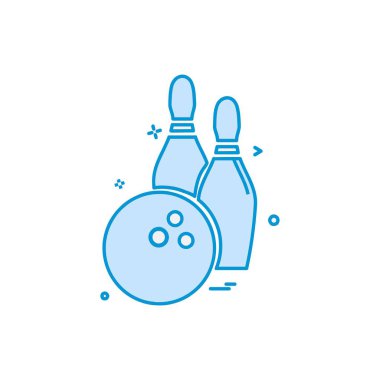 Bowling simgesi tasarım, renkli vektör çizim