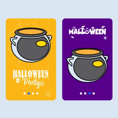 Mutlu Cadılar Bayramı davetiyesi tasarımı pot vektör çizim ile 