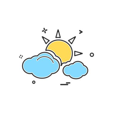 Güneş simgesi tasarım, renkli vektör çizim