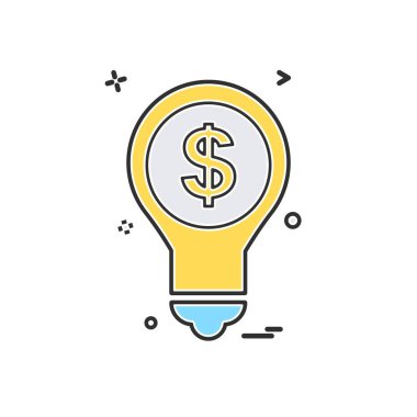 Ampul simgesi tasarım, renkli vektör çizim