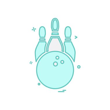 Bowling simgesi tasarım, renkli vektör çizim