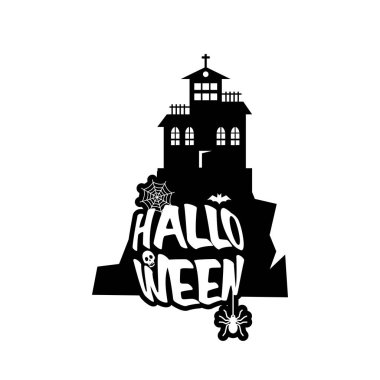 Cadılar Bayramı tipografi beyaz zemin üzerine, vektör çizim tasarım 