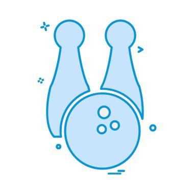 Bowling simgesi tasarım, renkli vektör çizim