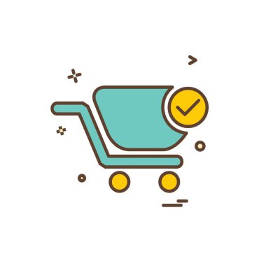 Sepeti simgesi tasarım, renkli vektör çizim