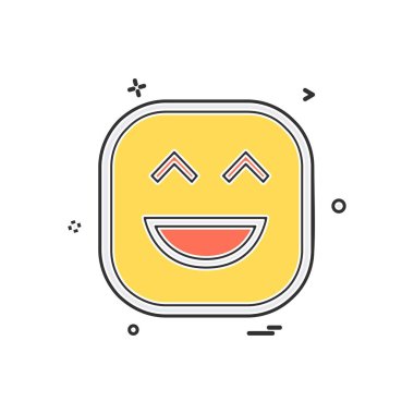 Mutlu emoji simgesi tasarım, renkli vektör çizim